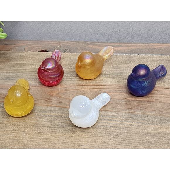 Iridescent Carnival Art Glass Bird Figurine Miniature Lot Of 5 - Picture 6 of 10